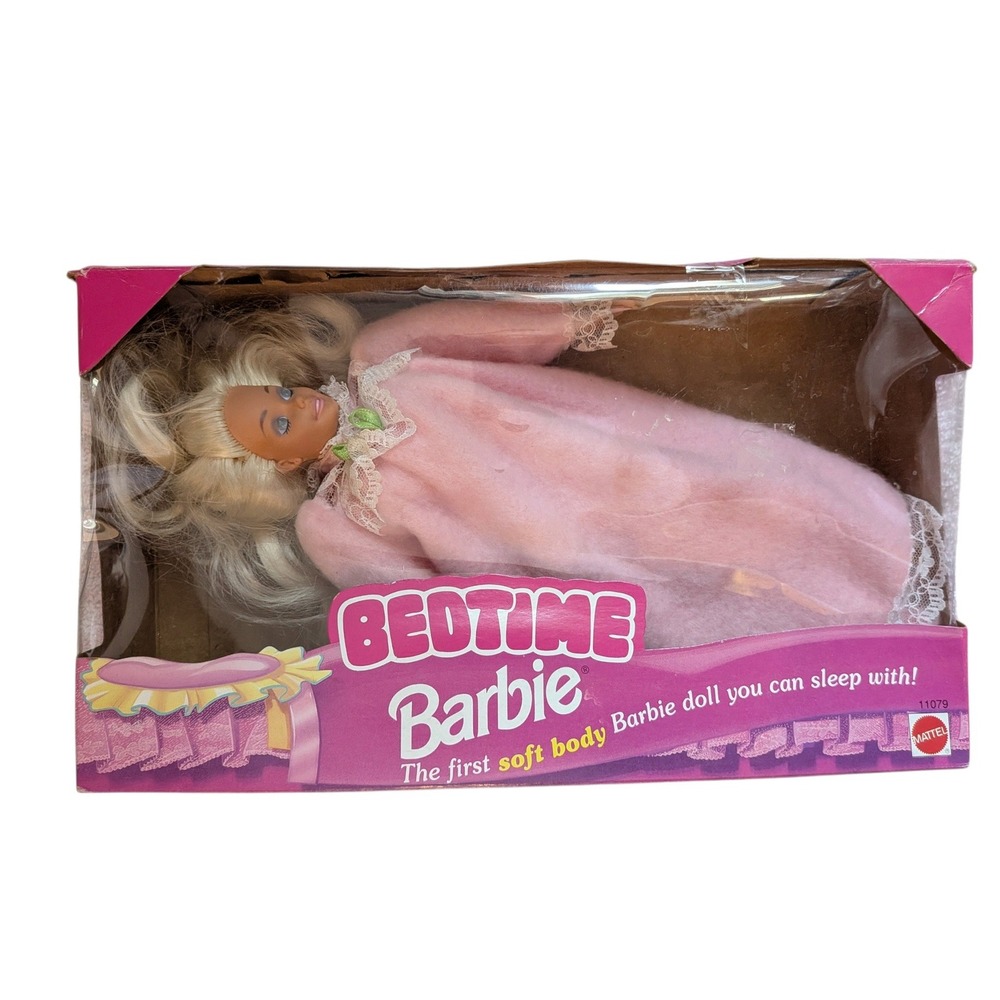 Vintage 1993 Bedtime Barbie Soft Body Doll Mattel 11079 Pink Nightgown